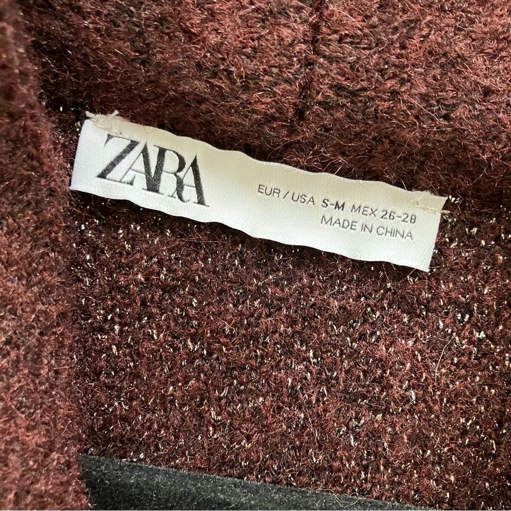 ZARA • burgundy silver sweater cardigan coatigan coat - Picture 4 of 4